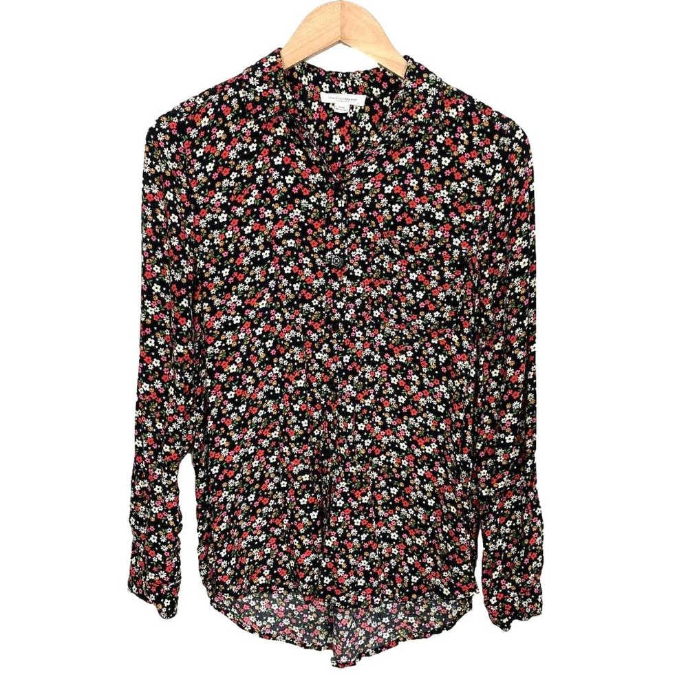 BeachLunchLounge Black Floral Button Down Blouse